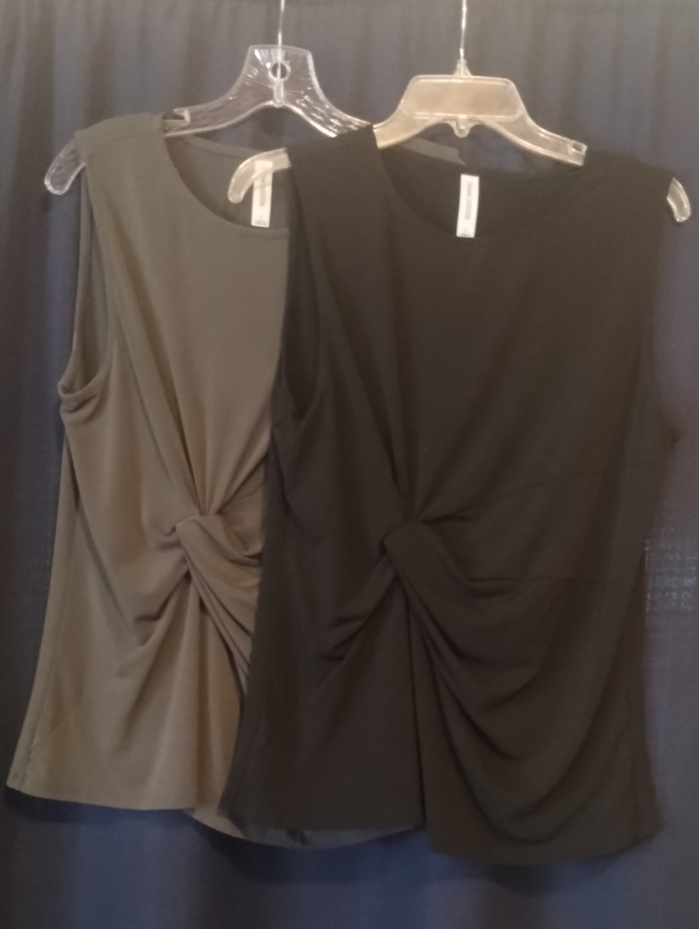 Zenana Outfitters Twist-Knot Sleeveless Tank - One Is Gray & One Is Black - Picture 1 of 4
